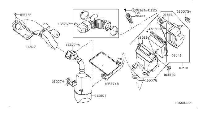 2009 Nissan Sentra Clip-Air Cleaner Diagram for 16598-ET00A