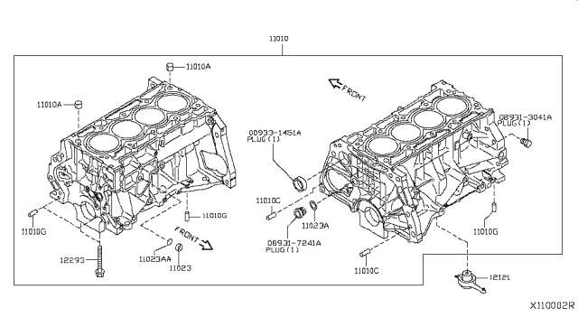 2011 Nissan Sentra Cylinder Block & Oil Pan Diagram 6
