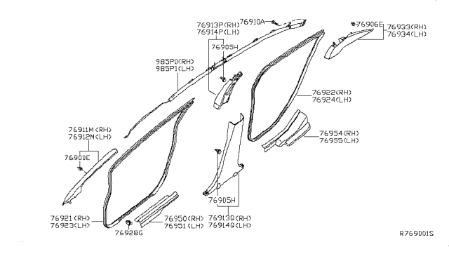 2008 Nissan Sentra Body Side Trimming Diagram