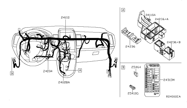 2009 Nissan Sentra Harness-Main Diagram for 24010-ZT55A