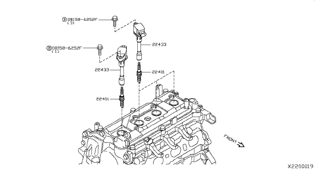2010 Nissan Sentra Ignition Coil Assembly Diagram for 22448-ED800