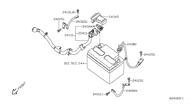 2008 Nissan Sentra Cable-Battery To Body Diagram for 24080-ET005
