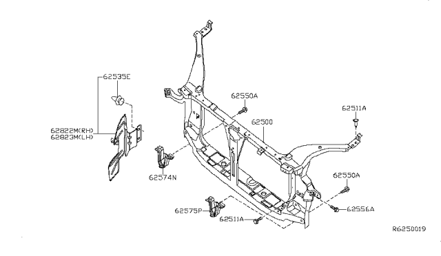 2009 Nissan Sentra Front Apron & Radiator Core Support Diagram