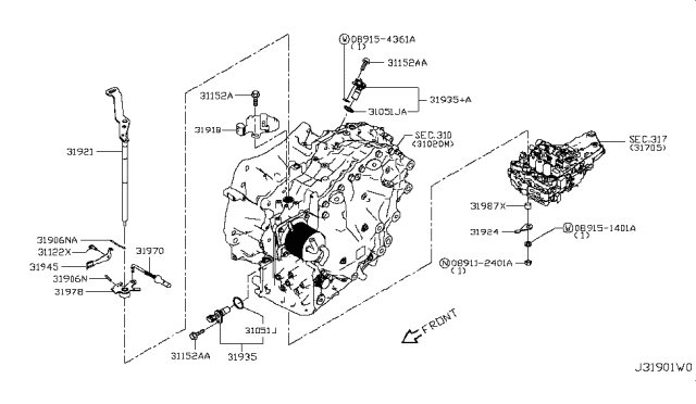 2007 Nissan Sentra Switch Assembly - PNP (Inhibitor) Diagram for 31920-1XF00