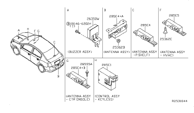 2009 Nissan Sentra Antenna Assy-Room,Smart Keyless Diagram for 285E4-ET20C