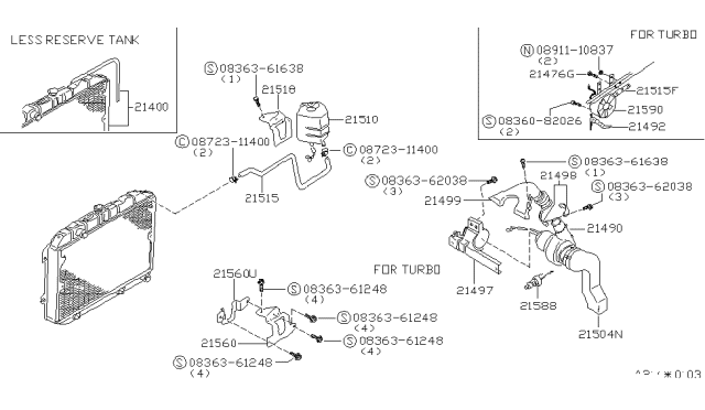 1981 Nissan 280ZX Radiator Assy Diagram for 21500-P9153