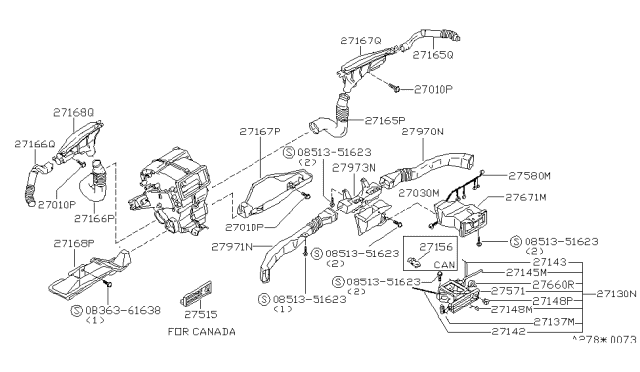 1979 Nissan 280ZX Heater Unit Diagram for 27132-P7110