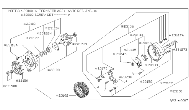 1980 Nissan 280ZX Pulley Diagram for 23150-P4500
