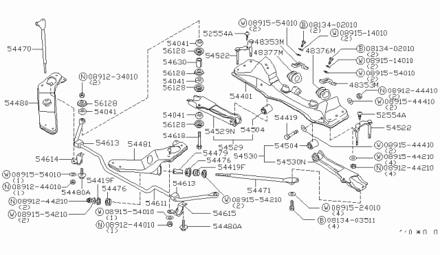 1979 Nissan 280ZX Transverse Link Diagram for 54499-P7100
