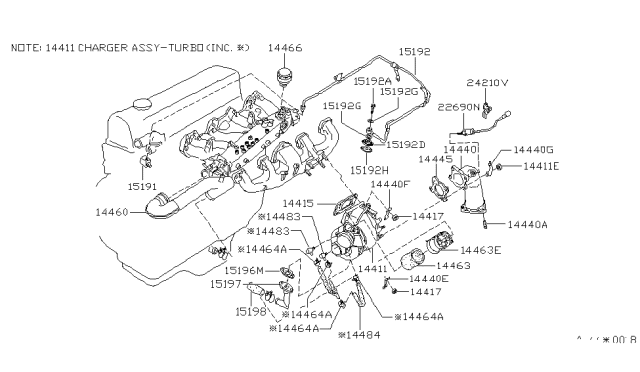 1980 Nissan 280ZX Gasket-Turbo In Diagram for 14415-V0301