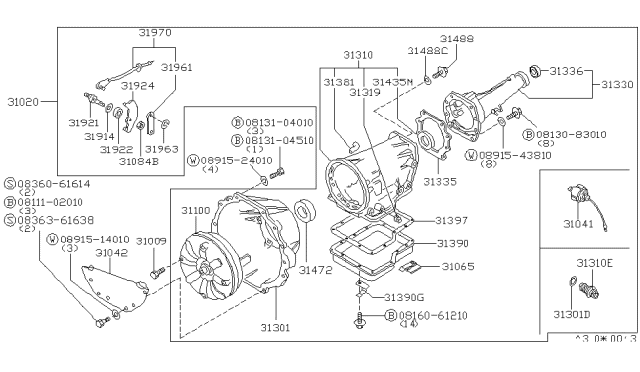 1983 Nissan 280ZX Extension Rear Diagram for 31330-X2770