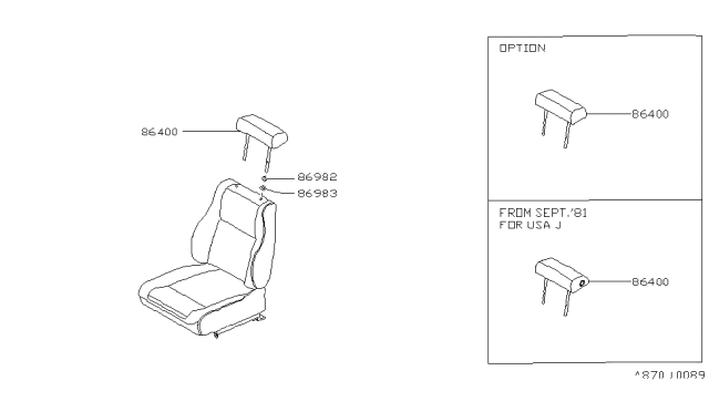 1980 Nissan 280ZX Front Seat Diagram 3