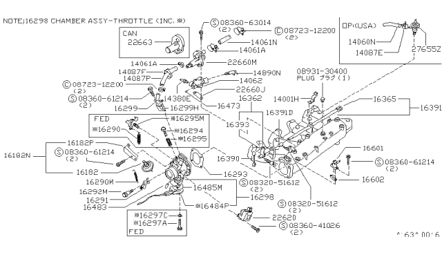 1979 Nissan 280ZX Switch Valve Throttle Diagram for 22620-P7100
