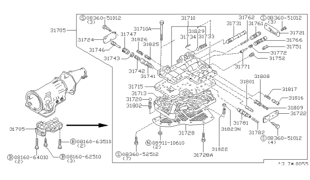 1980 Nissan 280ZX Plate Separator Diagram for 31715-X6101