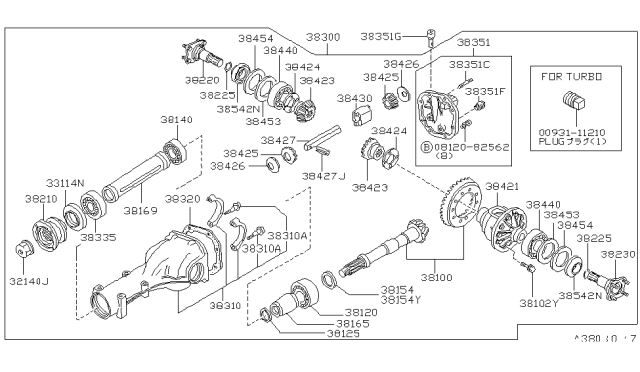 1983 Nissan 280ZX Stud-Rear Cover Diagram for 38354-N3100
