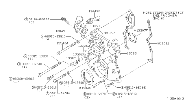 1980 Nissan 280ZX Indicator Diagram for 13502-N3600