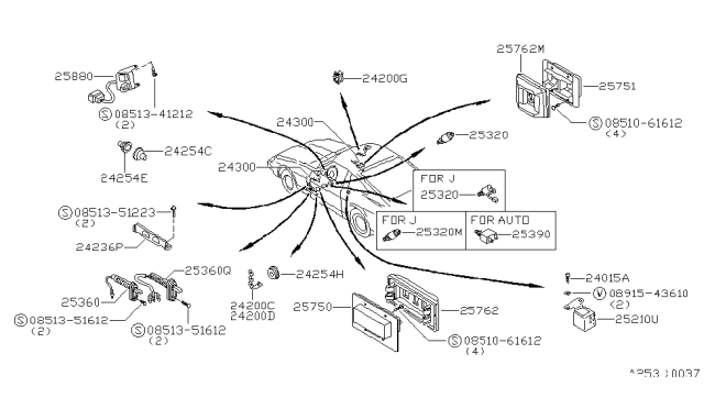 1979 Nissan 280ZX Clutch Pedal Position Switch Diagram for 25320-P7102