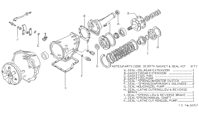 1983 Nissan 280ZX Gasket&Seal Kit Diagram for 31397-X0188