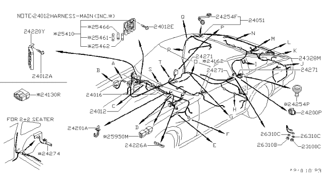 1981 Nissan 280ZX Harness Fuel Diagram for 24015-P7100