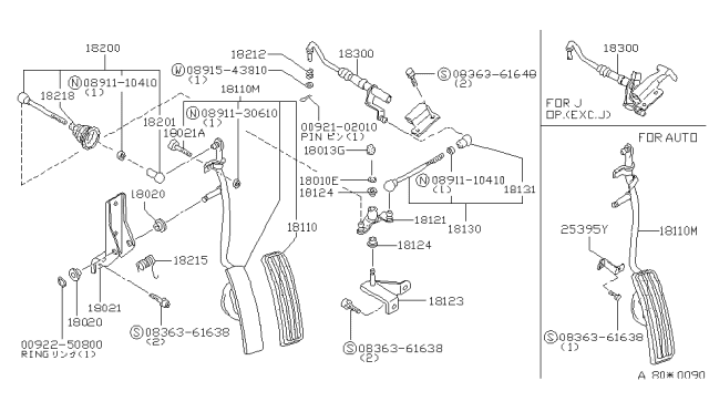 1983 Nissan 280ZX Bracket Assembly Diagram for 18123-P7100