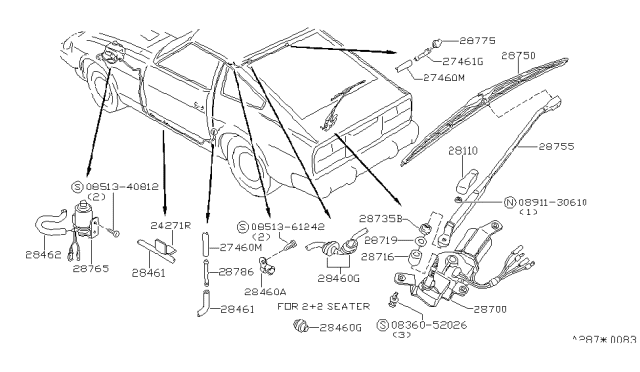 1981 Nissan 280ZX Pump ASY WIPER Diagram for 27430-P9400