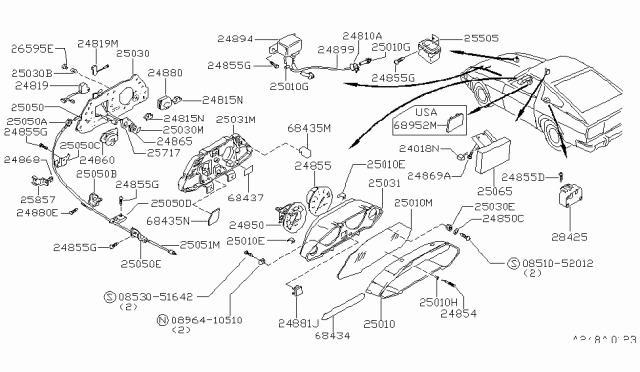 1980 Nissan 280ZX SPEEDOMETER NO1 Diagram for 25050-P8120