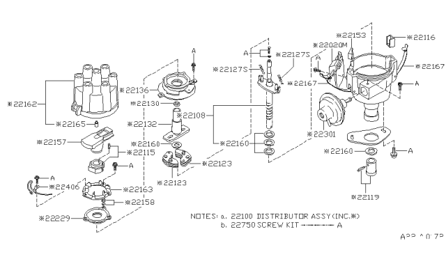 1983 Nissan 280ZX Distributor Diagram for 22100-P9500