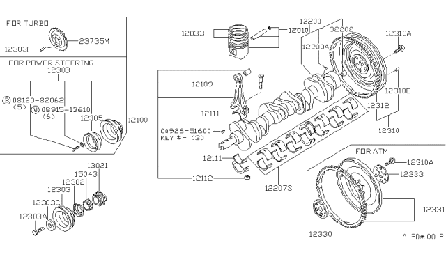 1983 Nissan 280ZX Crankshaft Gear Diagram for 13021-U8010