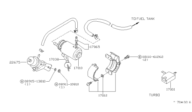 1982 Nissan 280ZX Fuel Pump Assembly Diagram for 17011-P9016