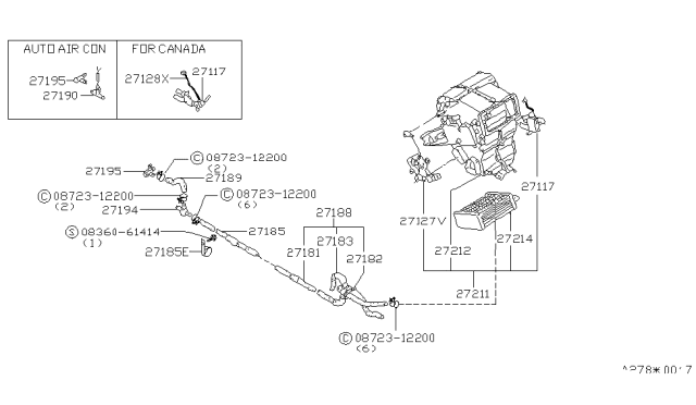 1982 Nissan 280ZX Assembly Heater Diagram for 27118-P7100
