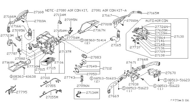1979 Nissan 280ZX Harness-Air-Con Diagram for 27038-P7101