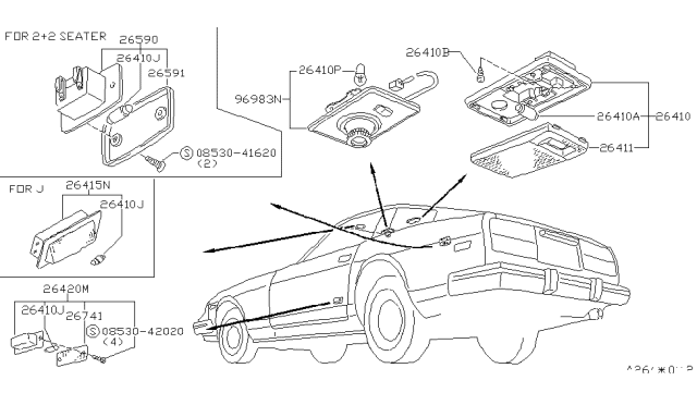 1982 Nissan 280ZX Lamp Assembly-Spot Diagram for 26415-P8001