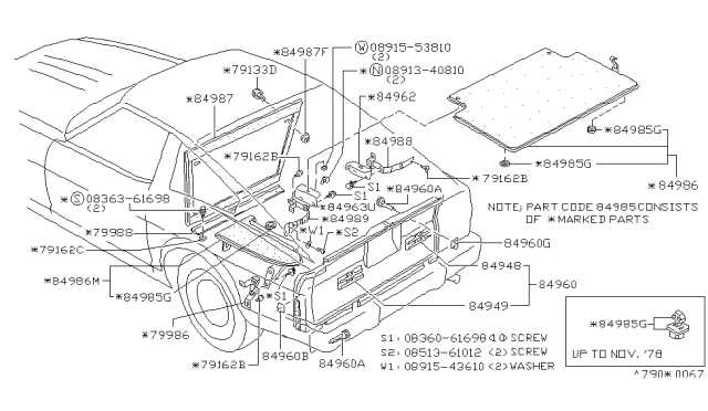 1982 Nissan 280ZX FASTENER Silver Diagram for 79894-P9103