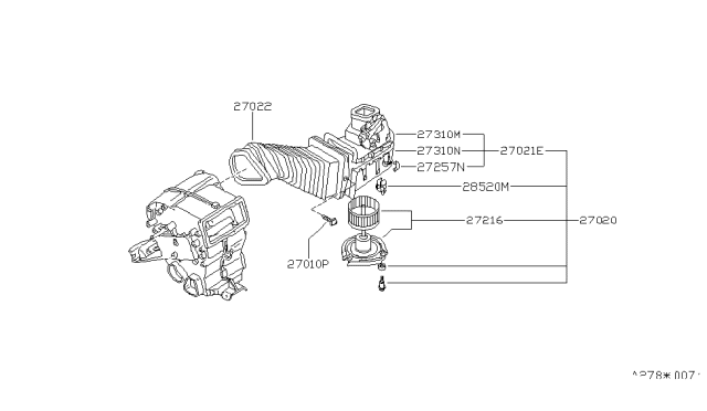 1980 Nissan 280ZX Duct Heater Diagram for 27173-P7100