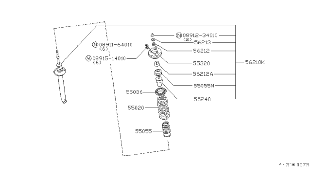 1980 Nissan 280ZX STRUT Shock Diagram for 56210-P6526