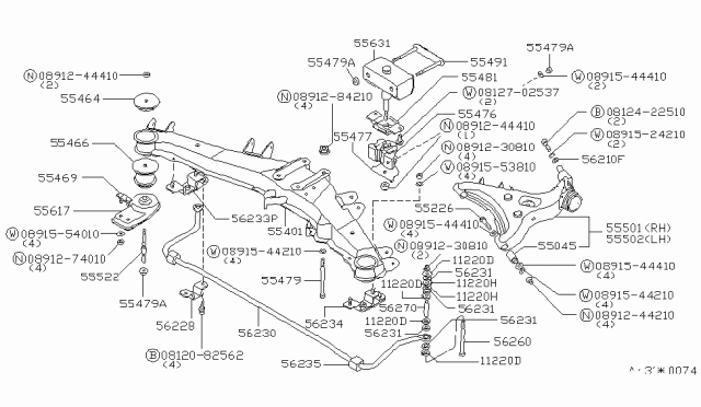 1982 Nissan 280ZX Arm Assembly R RH Diagram for 55501-P7110