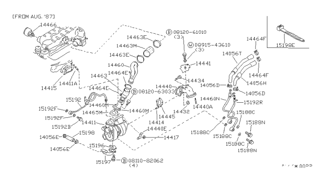 1987 Nissan 300ZX Hose-Water Diagram for 14056-21P12