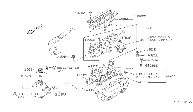 1987 Nissan 300ZX Gasket-Manifold Upper Diagram for 14009-V5201