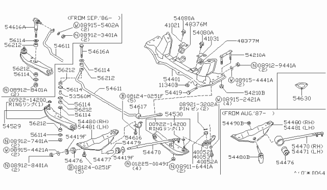 1987 Nissan 300ZX Control Arm LH Diagram for 54500-01P81