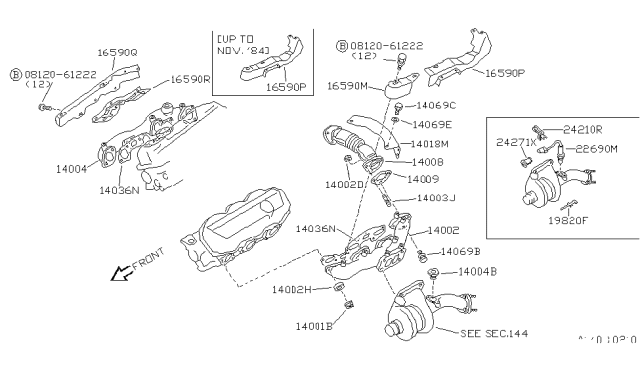 1988 Nissan 300ZX Exhaust Manifold Diagram for 14002-24P00