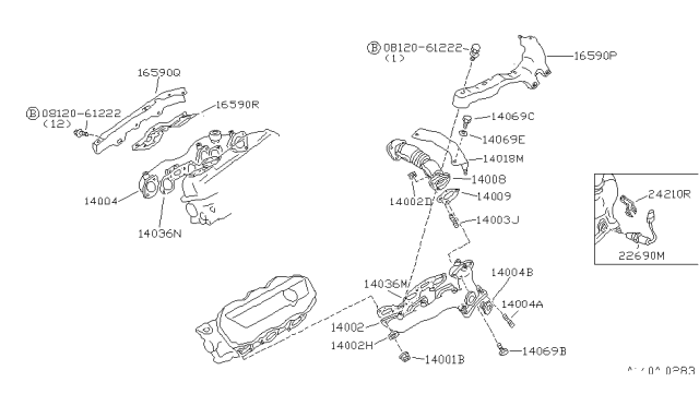 1985 Nissan 300ZX Exhaust Manifold Diagram for 14002-V5301
