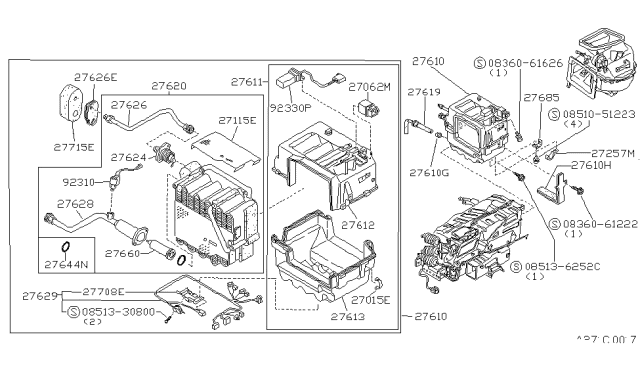 1986 Nissan 300ZX Evaporator Assy-Cooler Diagram for 27280-21P05