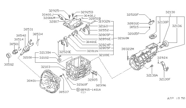 1989 Nissan 300ZX Transmission Case & Clutch Release Diagram 1