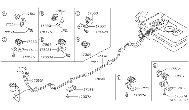 1986 Nissan 300ZX Tube-EVAPO Diagram for 17508-21P00