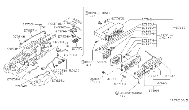 1989 Nissan 300ZX Control Assembly Diagram for 27510-25P00