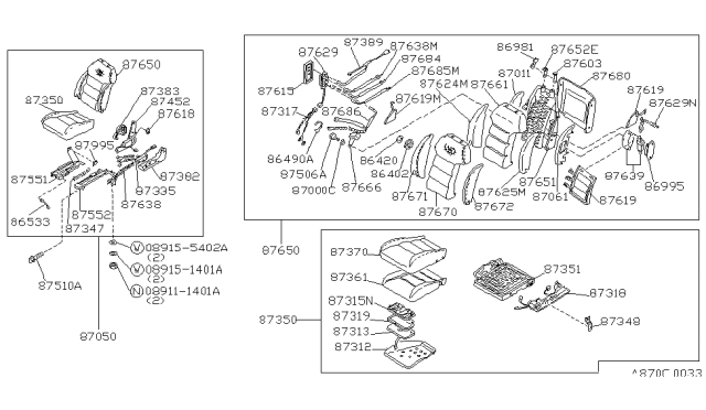 1986 Nissan 300ZX Board-Seat Back Diagram for 87640-01P00