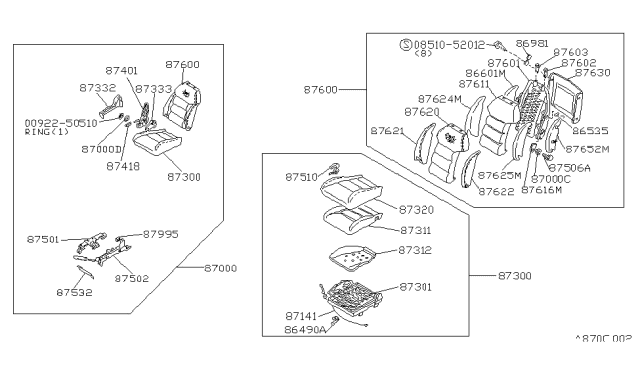 1986 Nissan 300ZX FINISHER Device R Diagram for 87402-01P02
