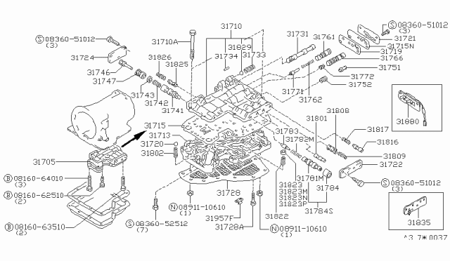 1986 Nissan 300ZX Body Lw Cont Valve Diagram for 31712-X8611