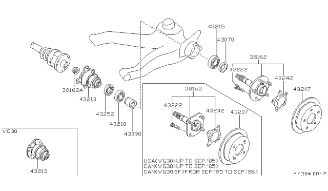 1986 Nissan 300ZX Rotor Disc Brake Diagram for 43206-P9600