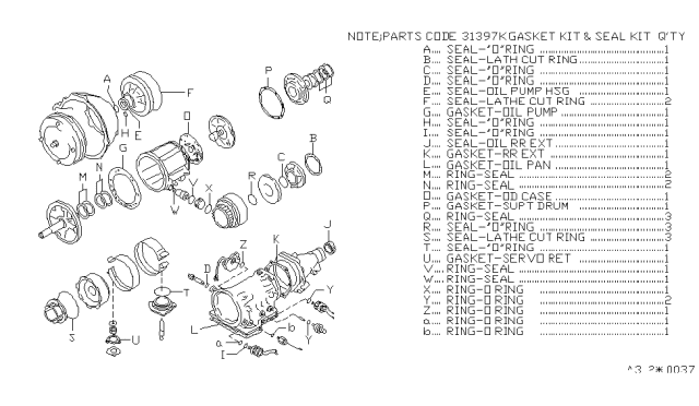 1988 Nissan 300ZX GASKET/SEAL Kit Diagram for 31397-X8786